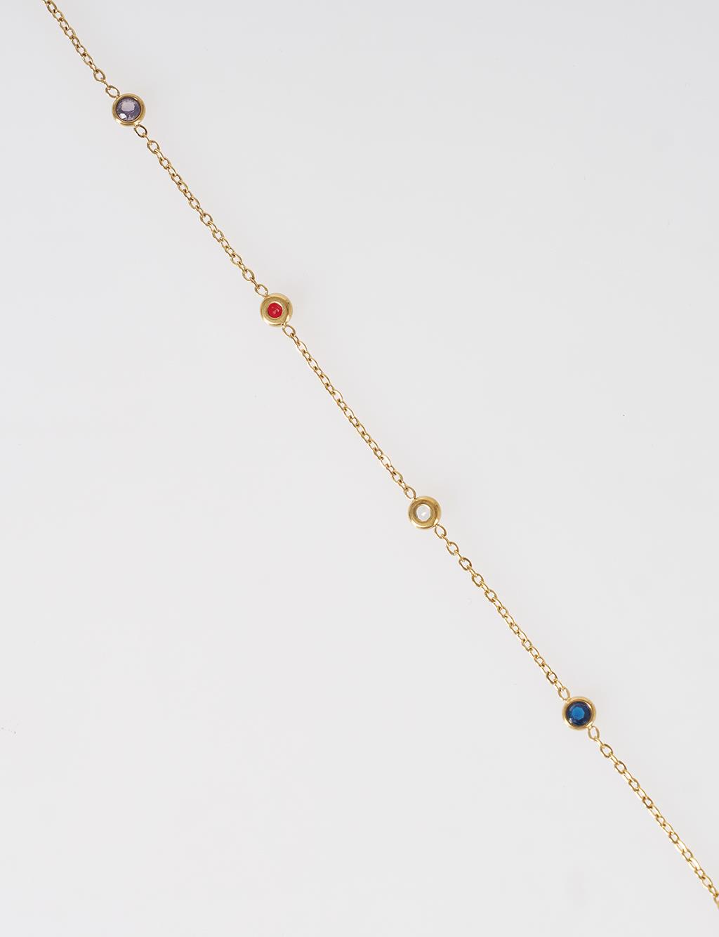 Renkli Taşlı Bileklik Gold