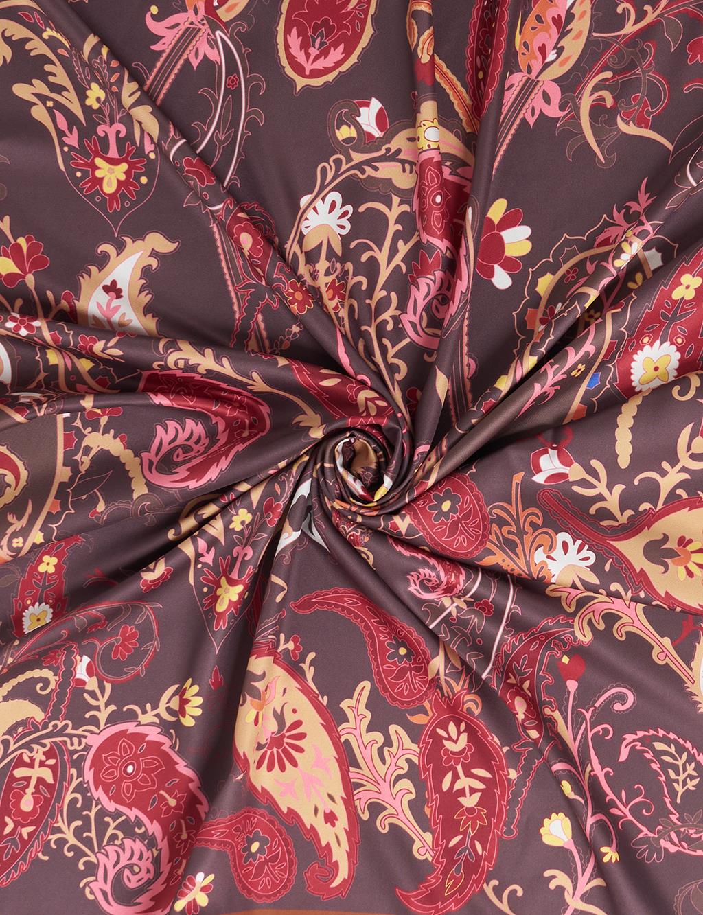 Ethnic Teardrop Pattern Scarf Dark Brown