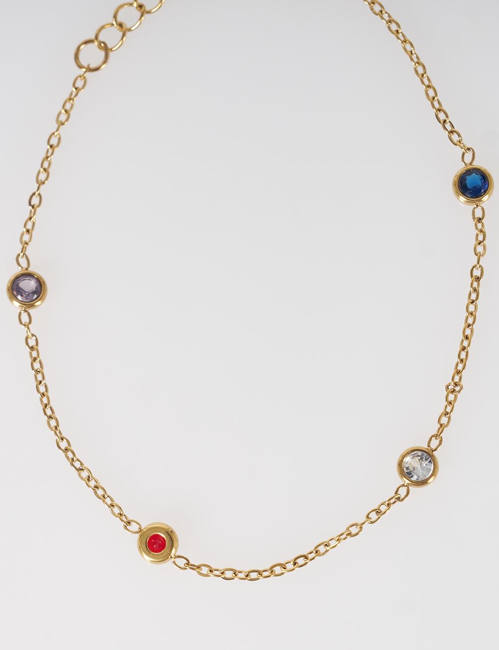 Renkli Taşlı Bileklik Gold