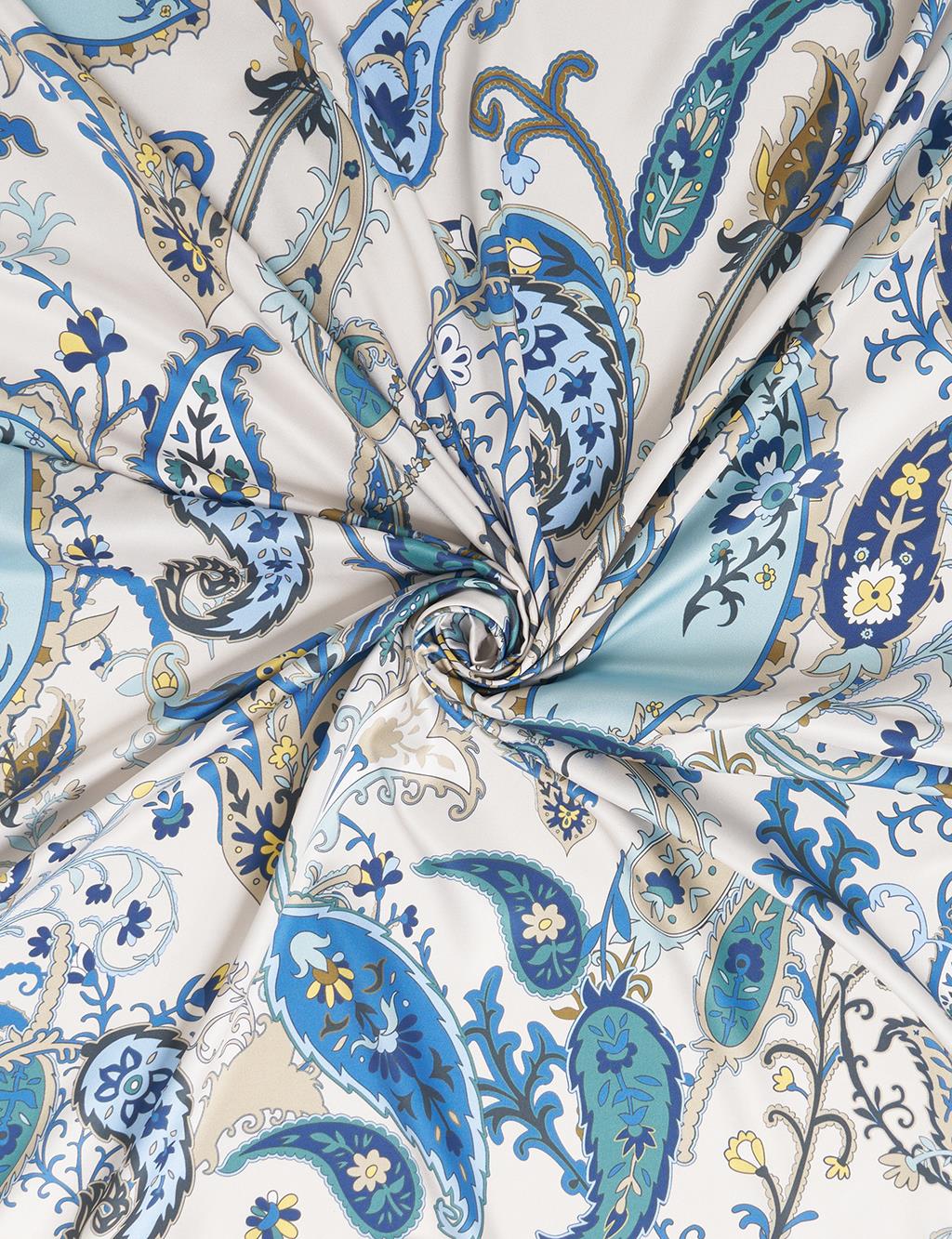 Ethnic Teardrop Pattern Scarf Blue
