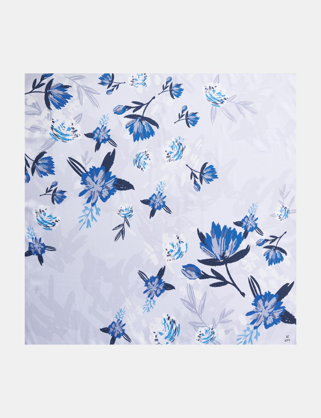 Floral Pattern Scarf Blue