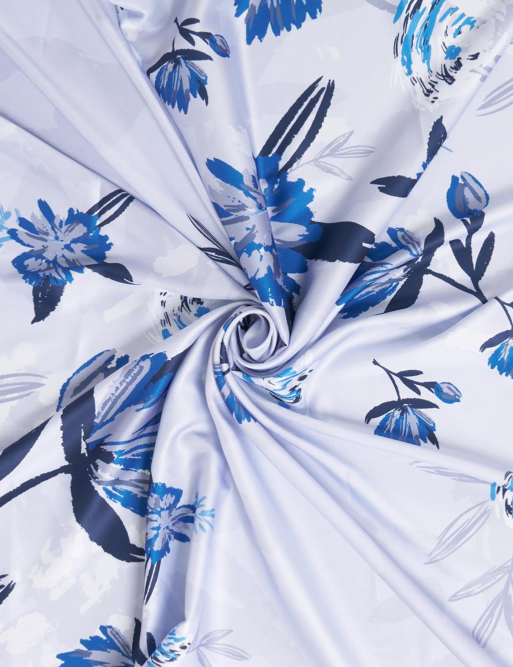 Floral Pattern Scarf Blue
