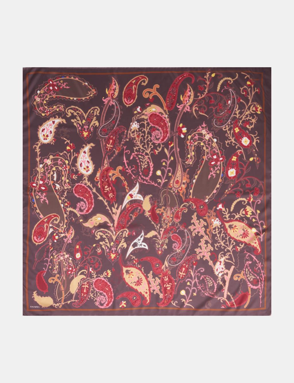 Ethnic Teardrop Pattern Scarf Dark Brown