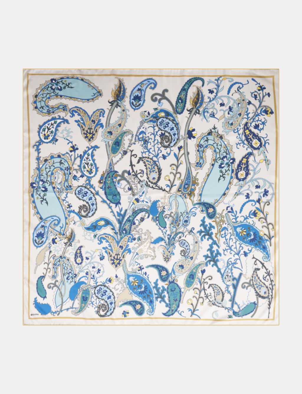 Ethnic Teardrop Pattern Scarf Blue