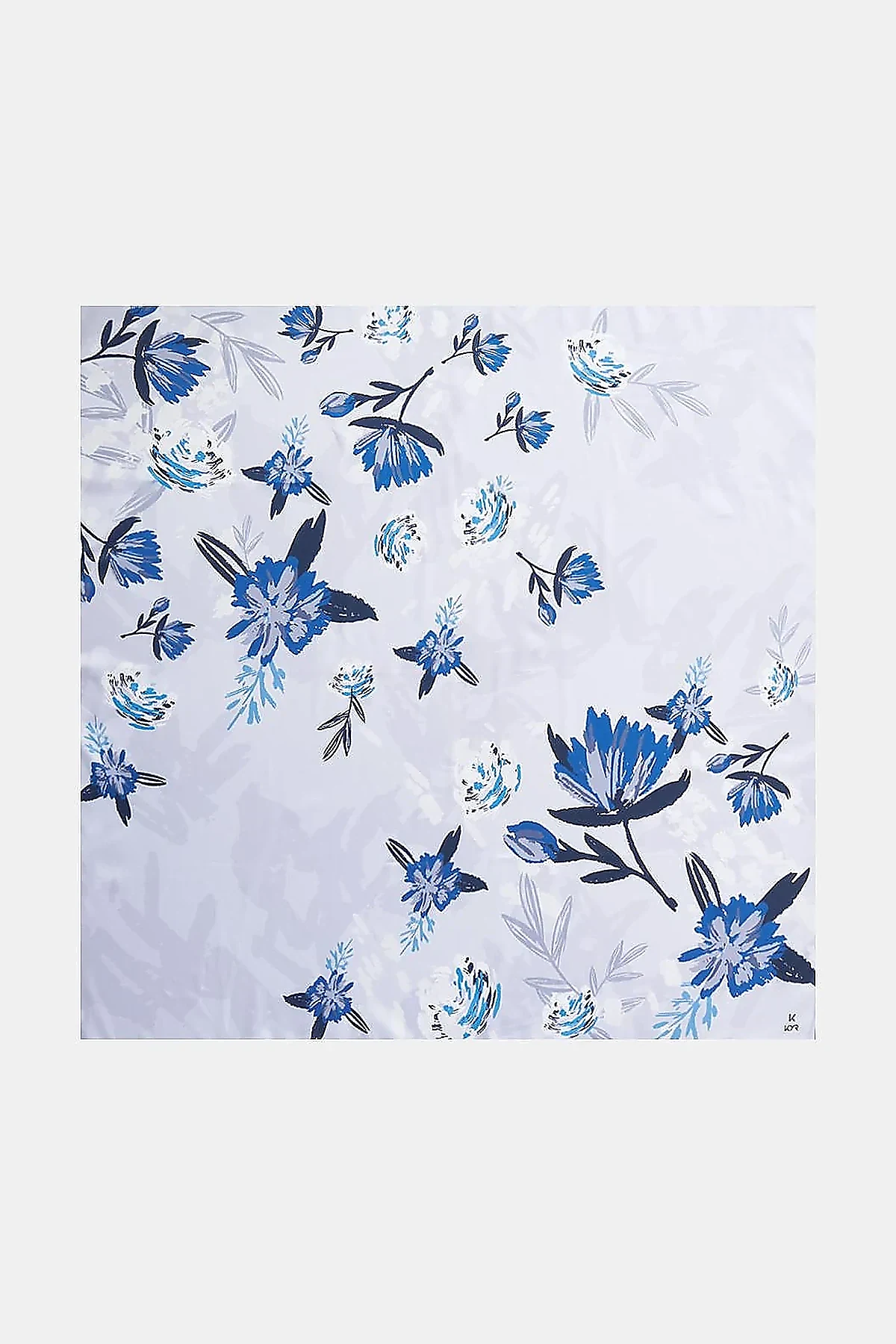 Floral Pattern Scarf Blue