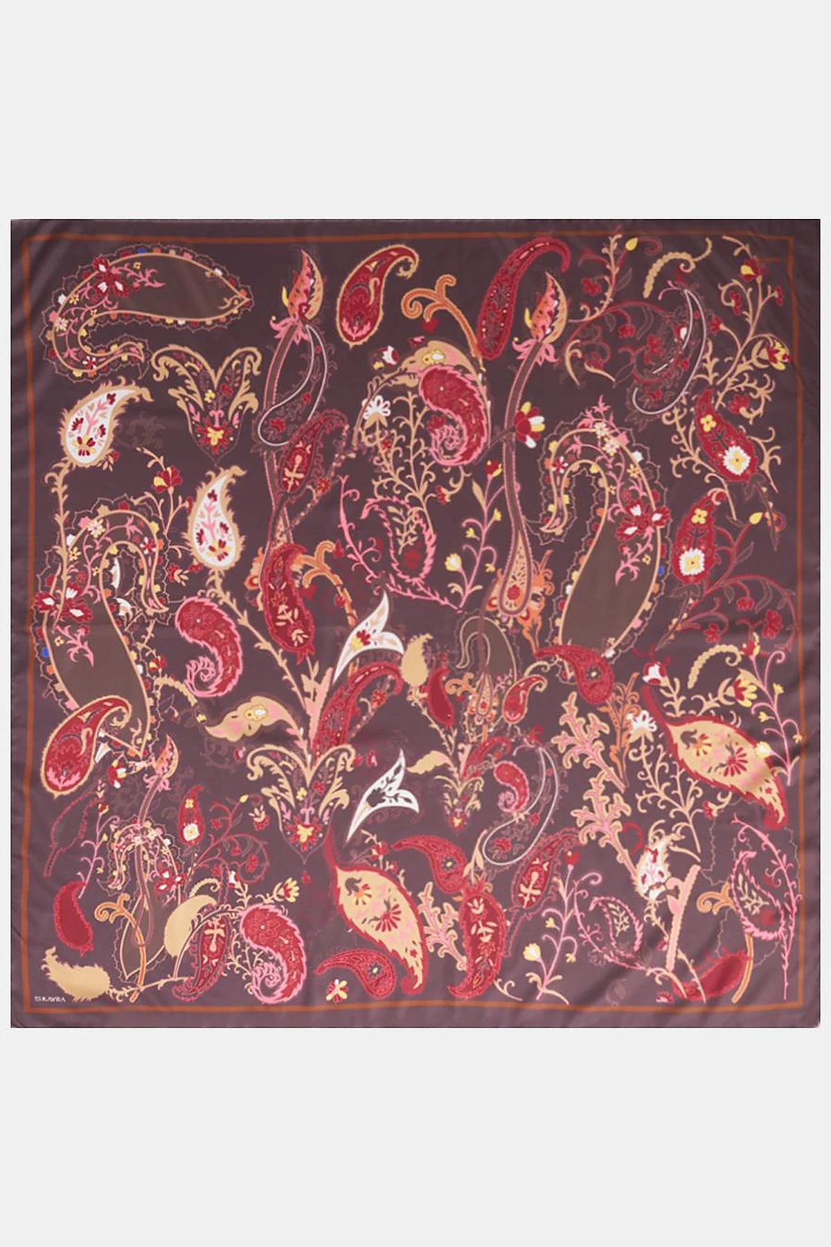 Ethnic Teardrop Pattern Scarf Dark Brown