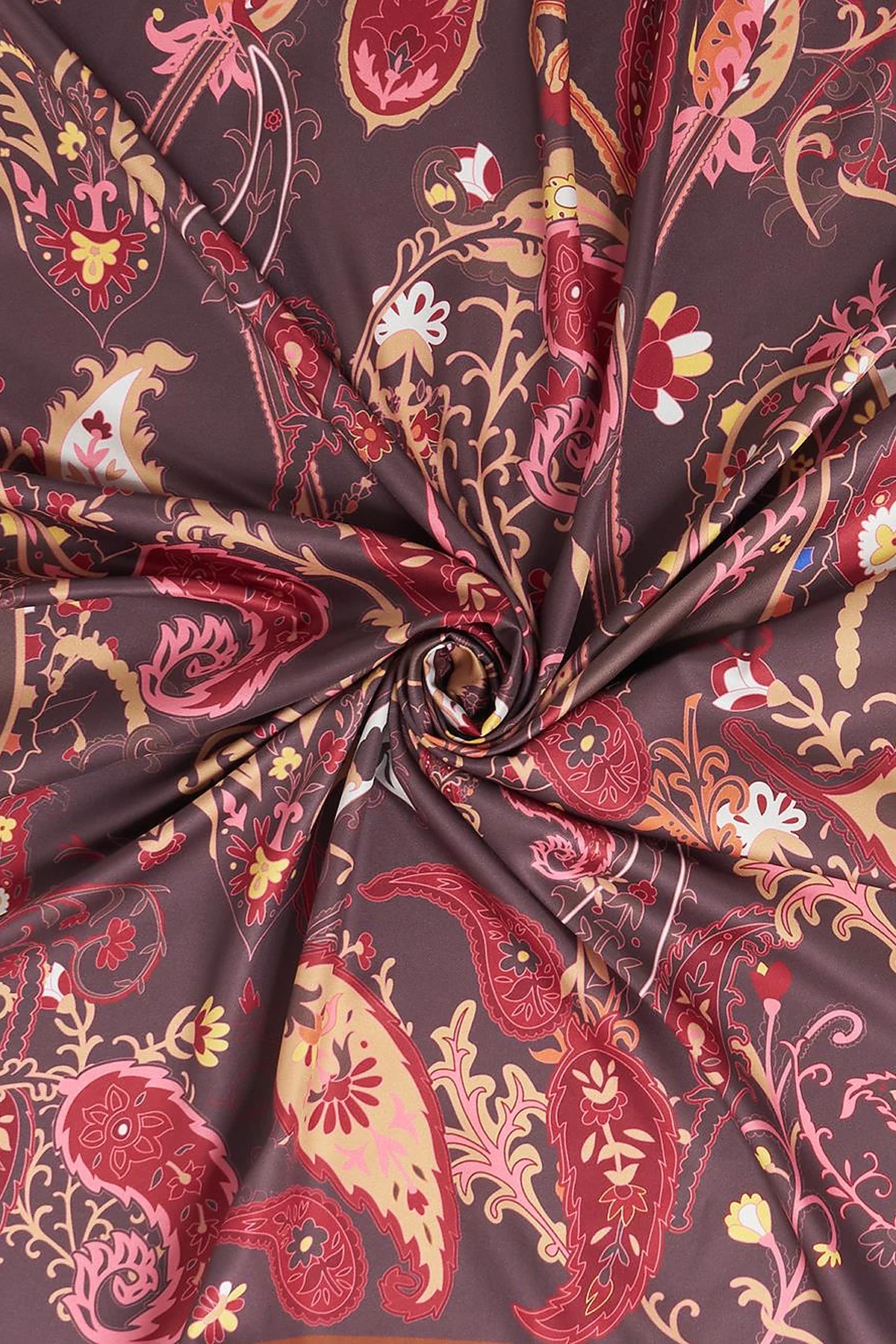 Ethnic Teardrop Pattern Scarf Dark Brown