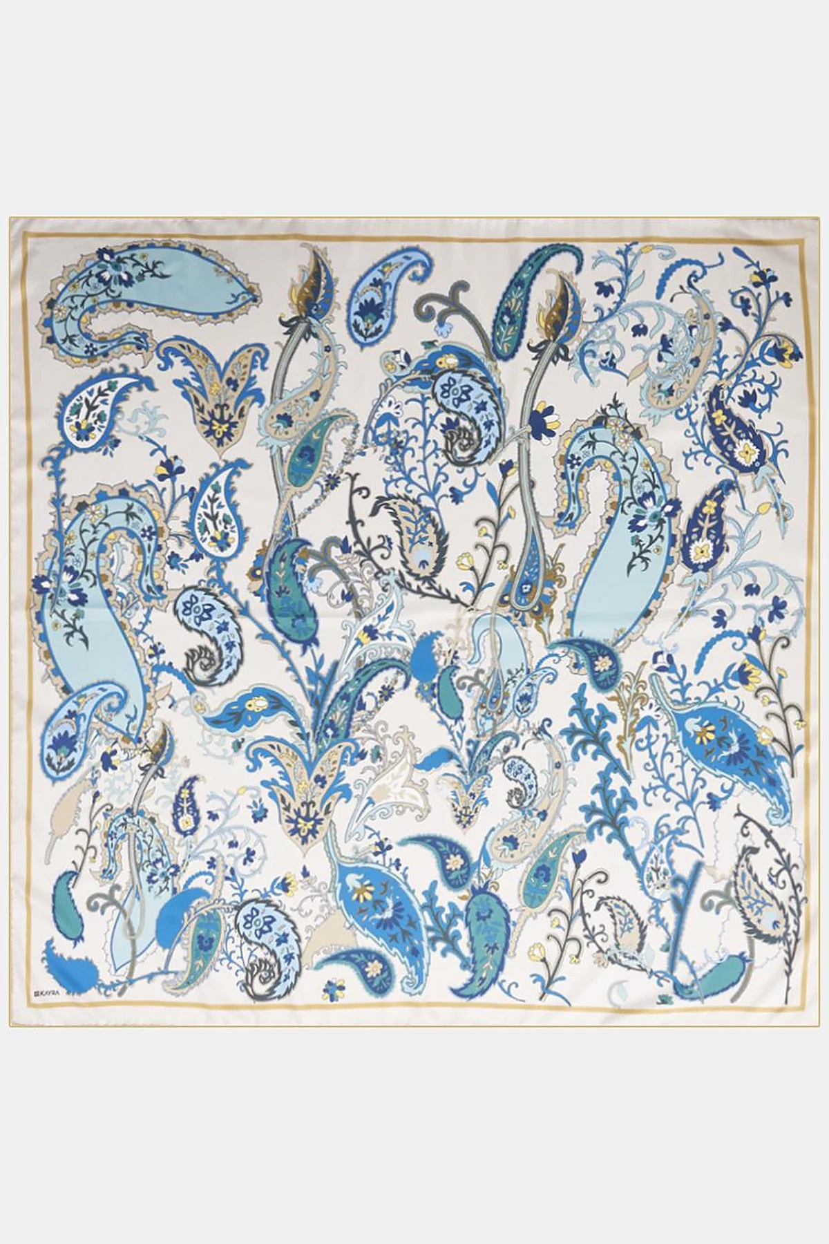 Ethnic Teardrop Pattern Scarf Blue
