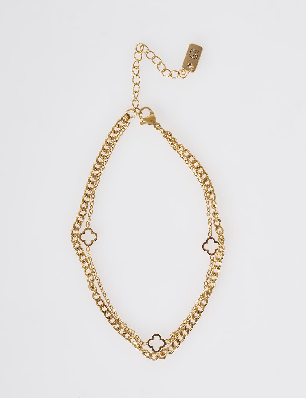 Mini Yonca Figürlü Halhal Gold 