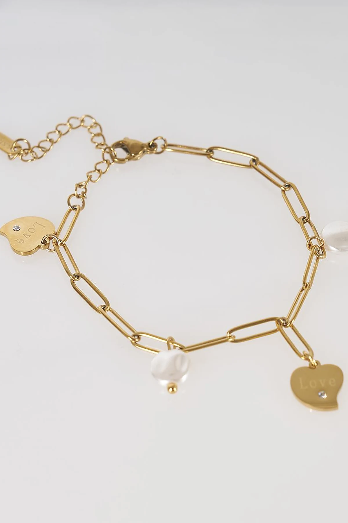 Pearl-Detail Stainless Steel Bracelet Gold
