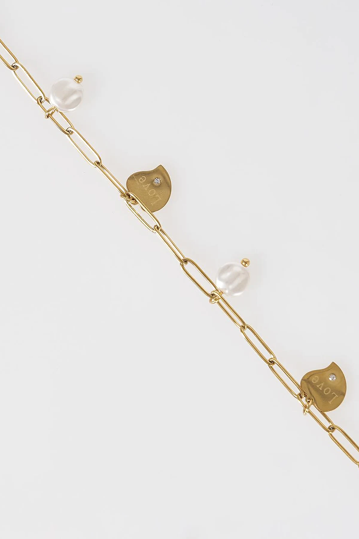 Pearl-Detail Stainless Steel Bracelet Gold