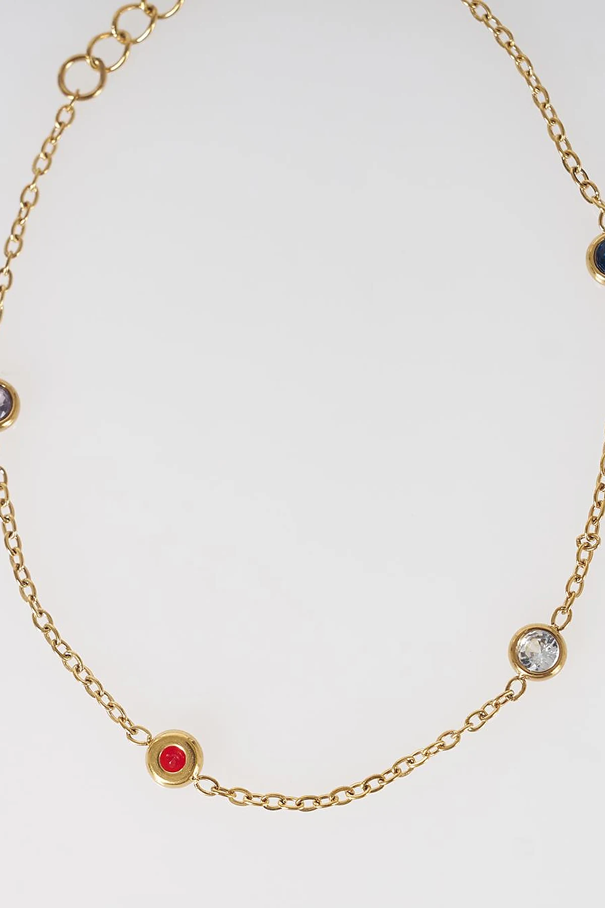 Colorful Stone-Embellished Stainless Steel Bracelet Gold