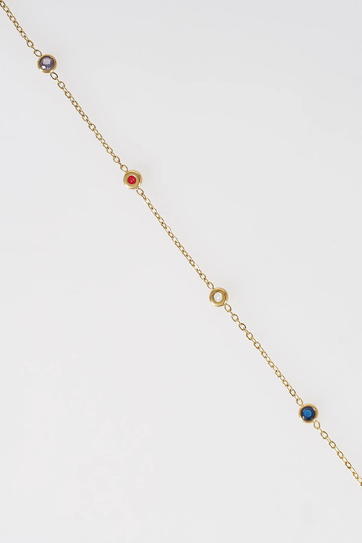 Colorful Stone-Embellished Stainless Steel Bracelet Gold