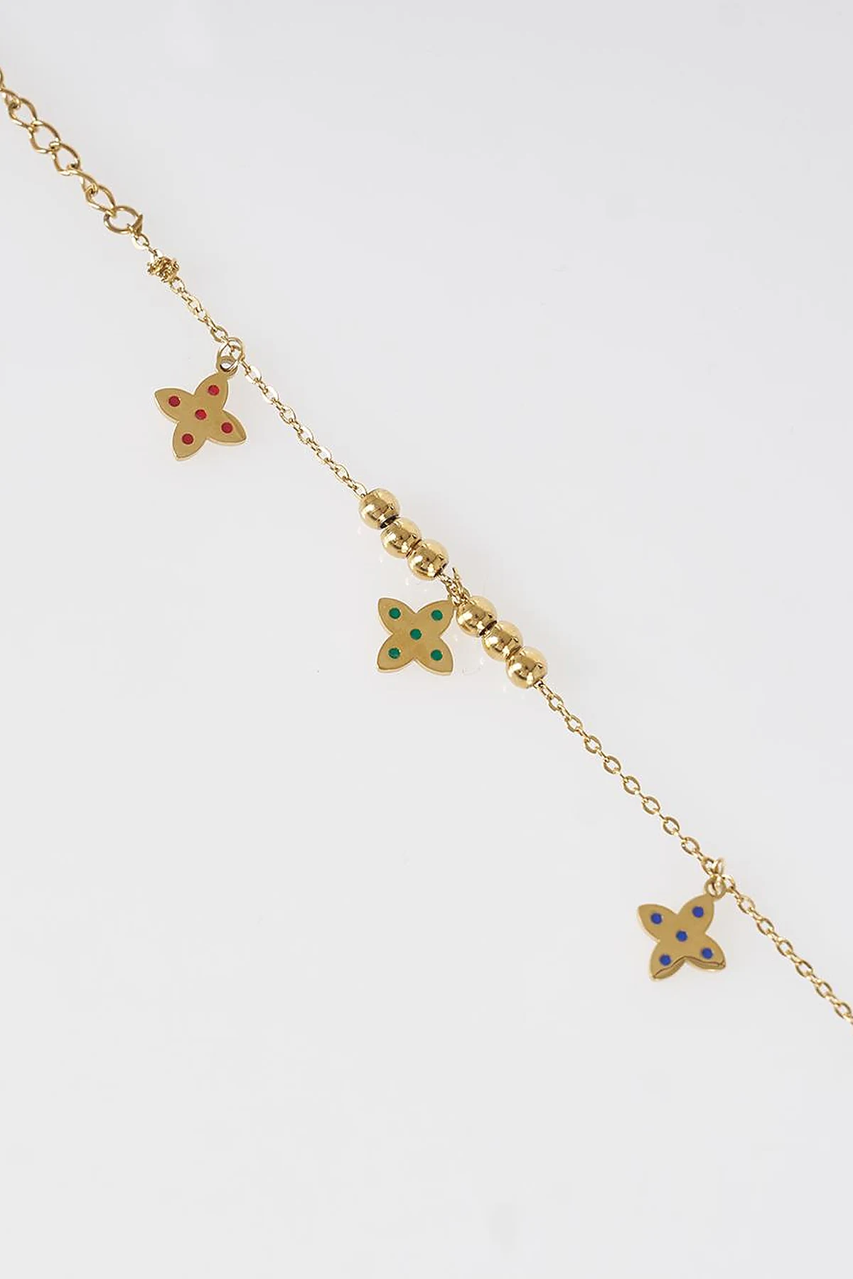 Colorful Clover Motif Stainless Steel Bracelet Gold