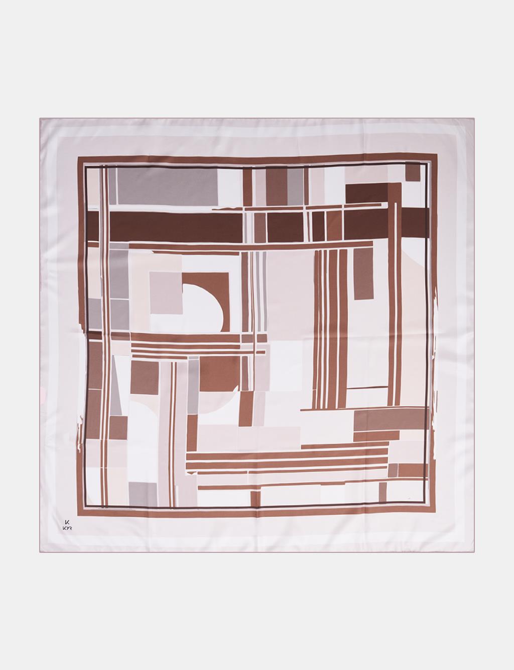 Geometric Patterned Scarf Light Brown