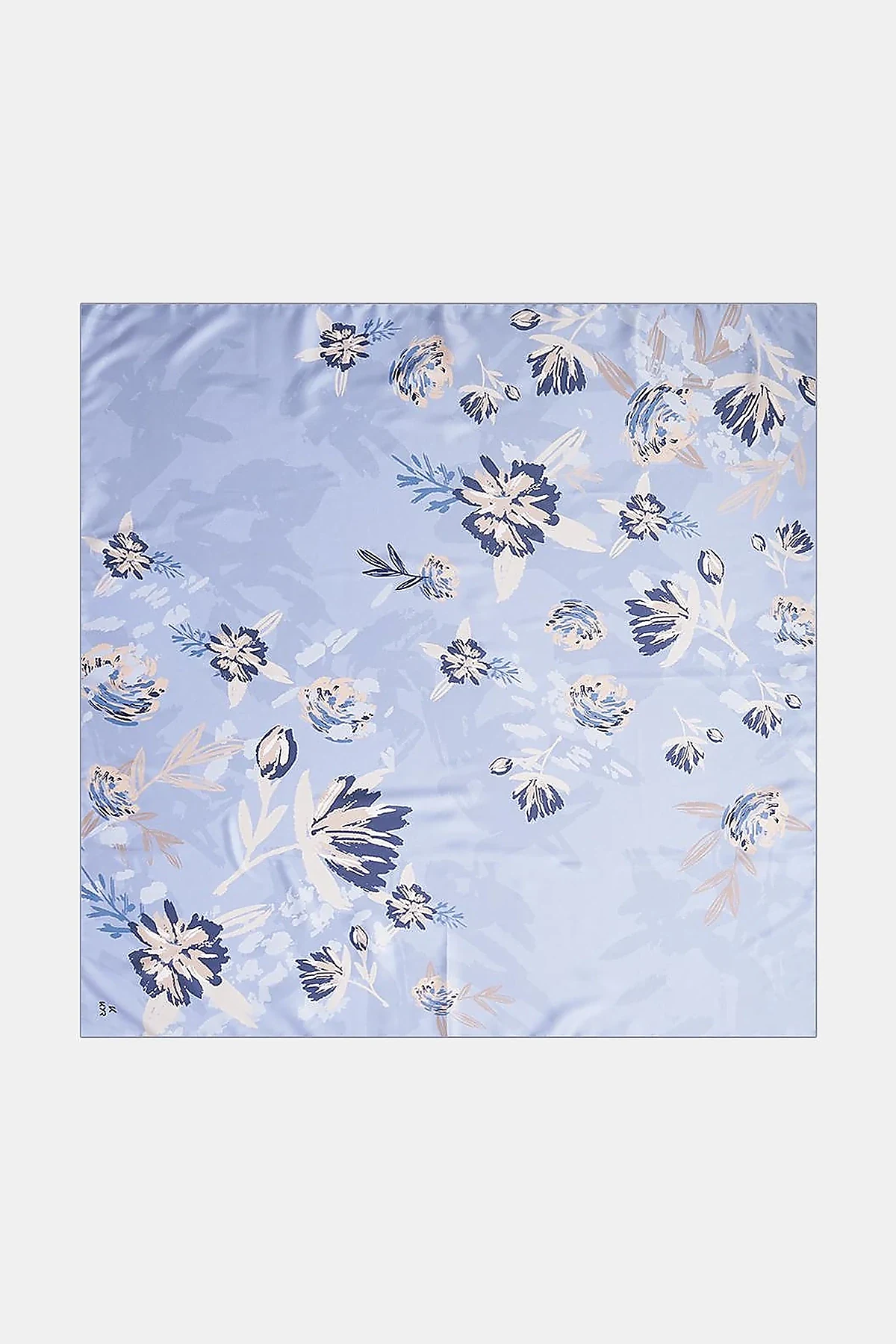 Floral Pattern Scarf Ice Blue