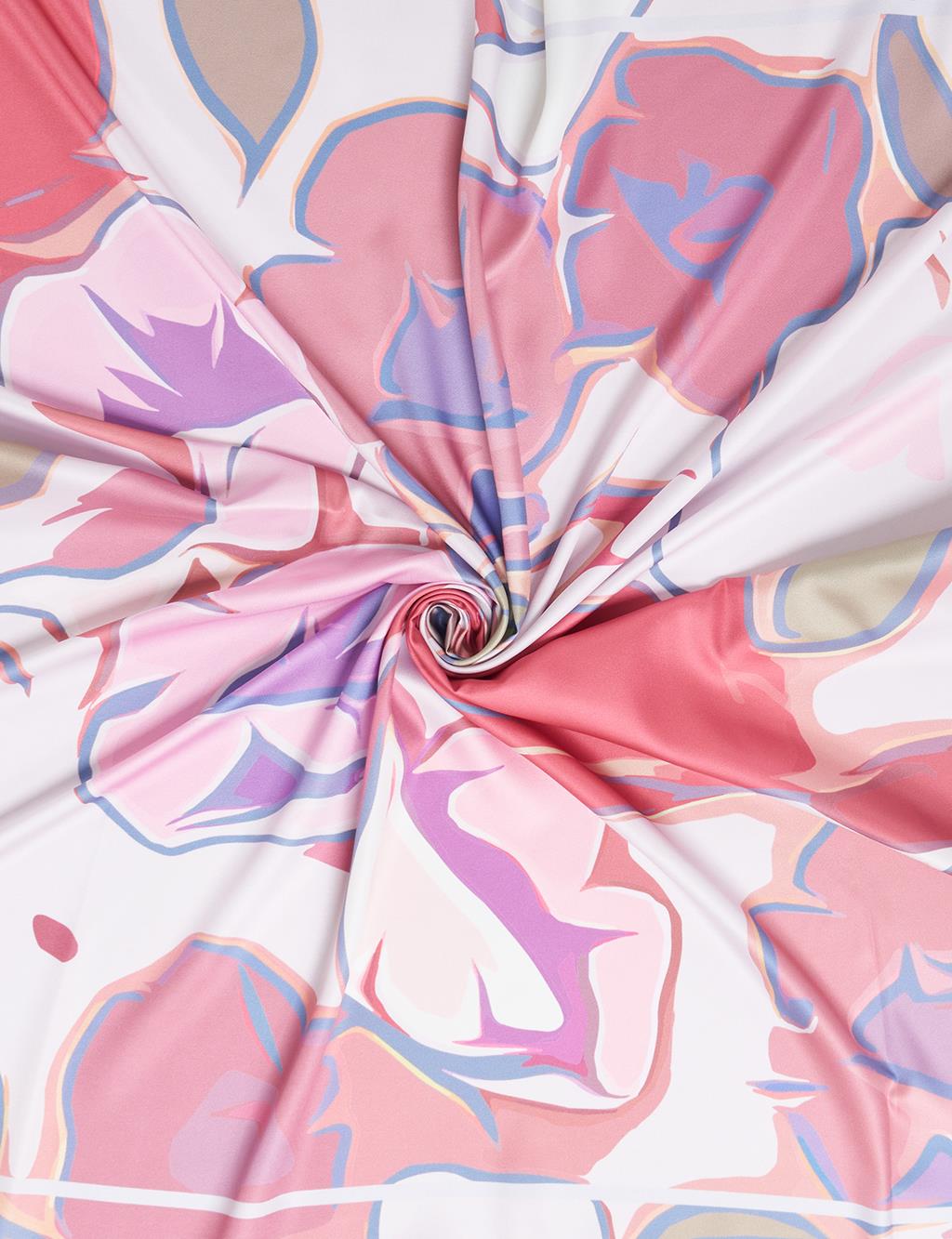 Abstract Floral Pattern Scarf Candy Pink