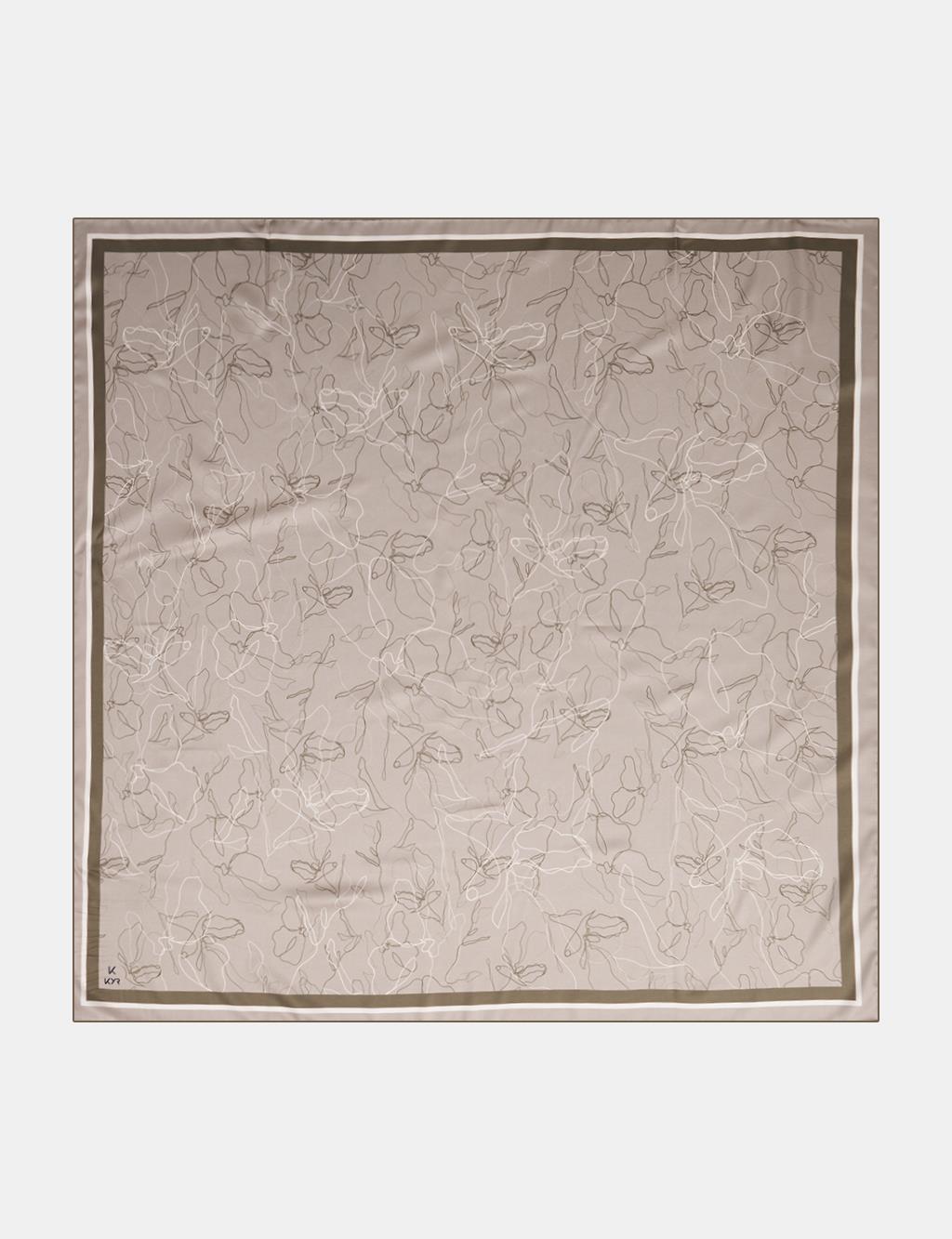 Linear Floral Pattern Scarf Moss Green