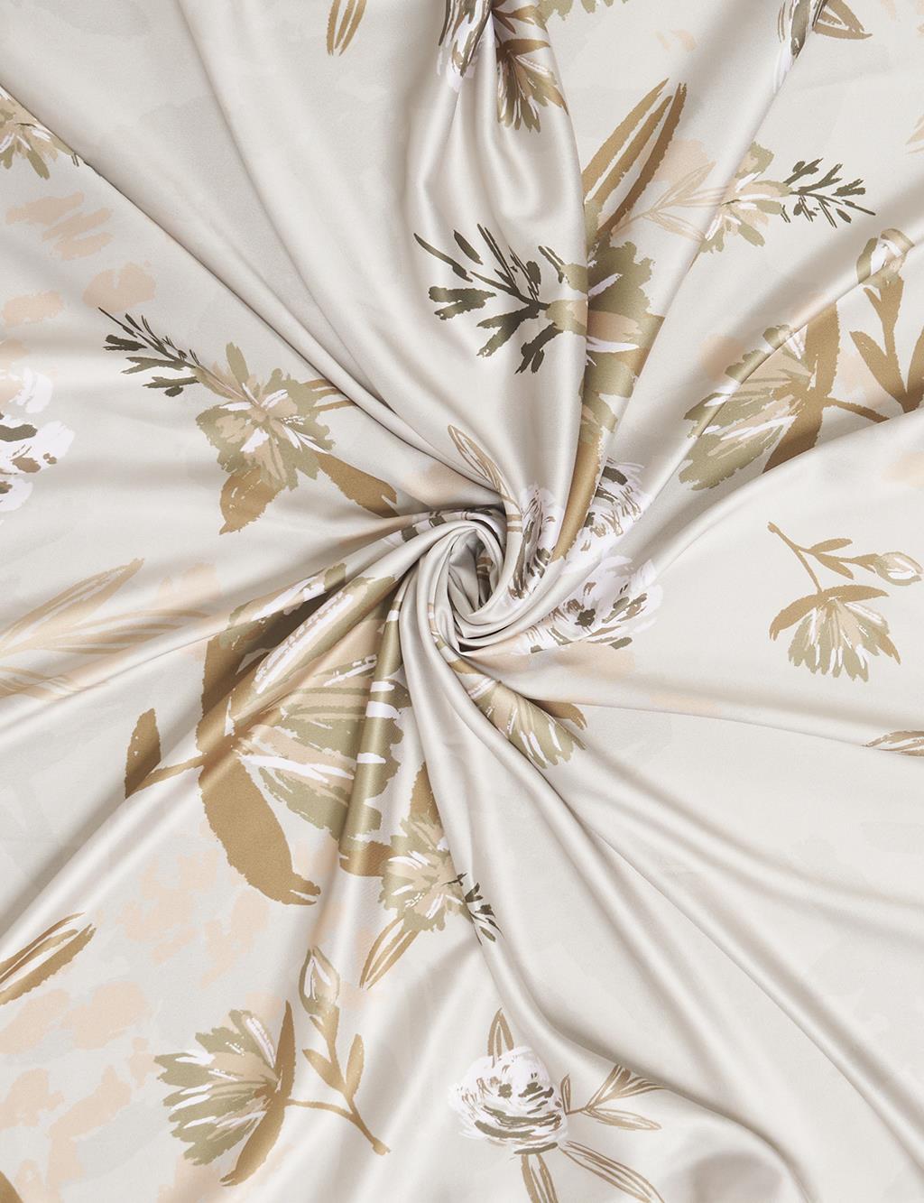 Floral Pattern Scarf Olive Green