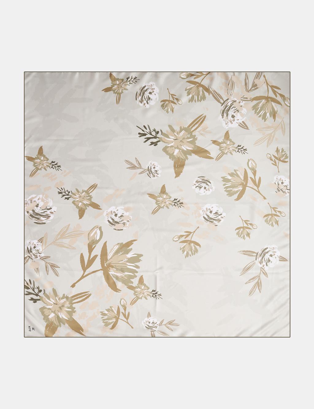 Floral Pattern Scarf Olive Green