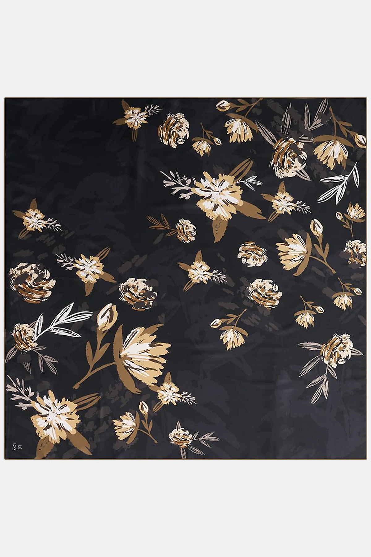 Floral Pattern Scarf Black