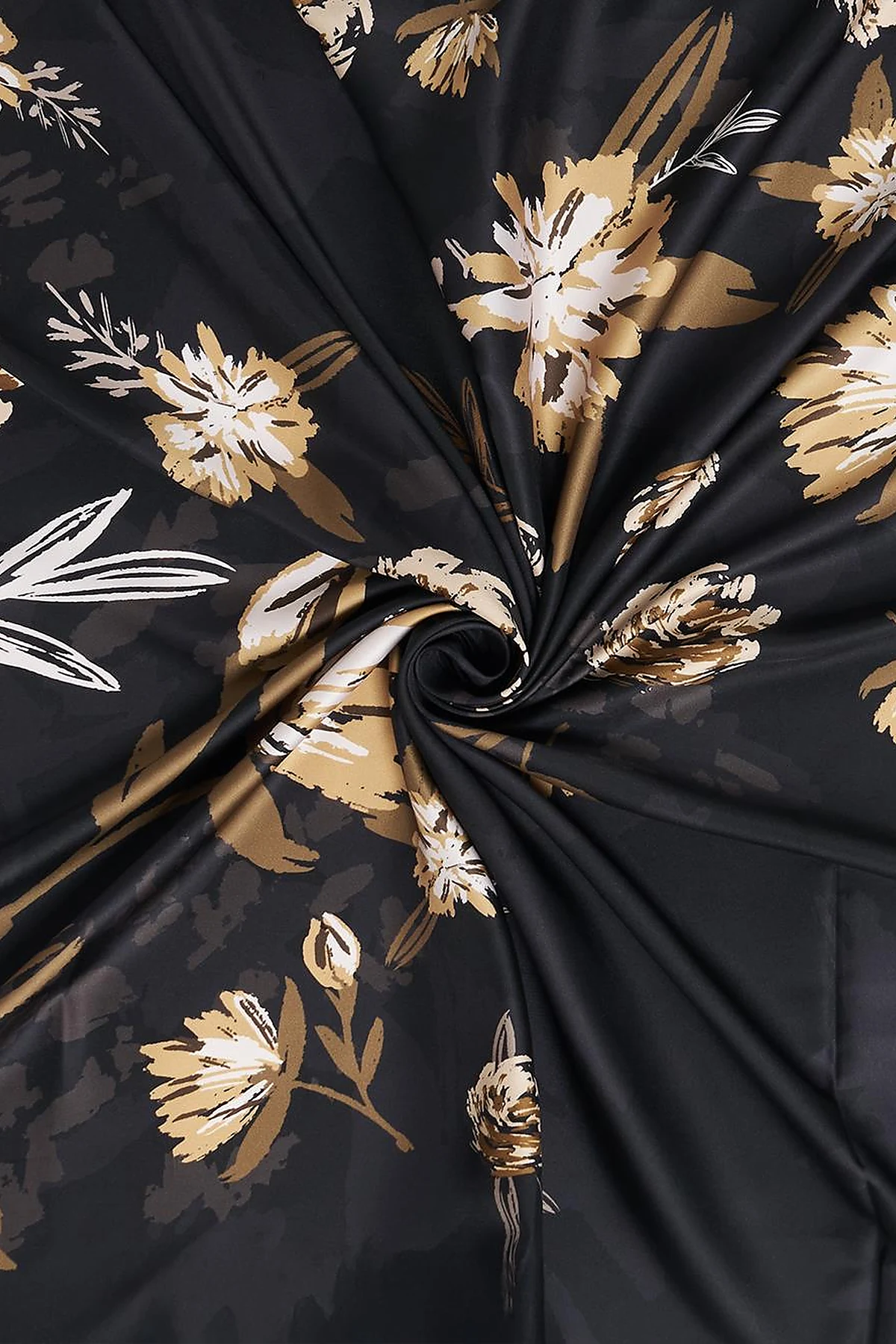 Floral Pattern Scarf Black