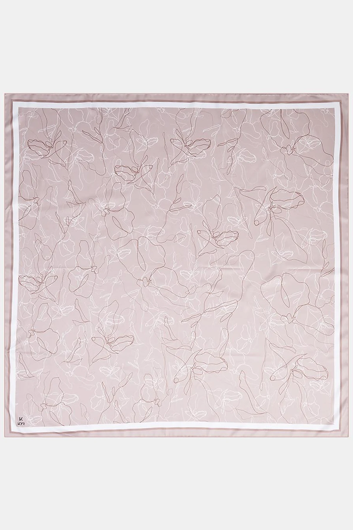 Linear Floral Pattern Scarf Light Beige