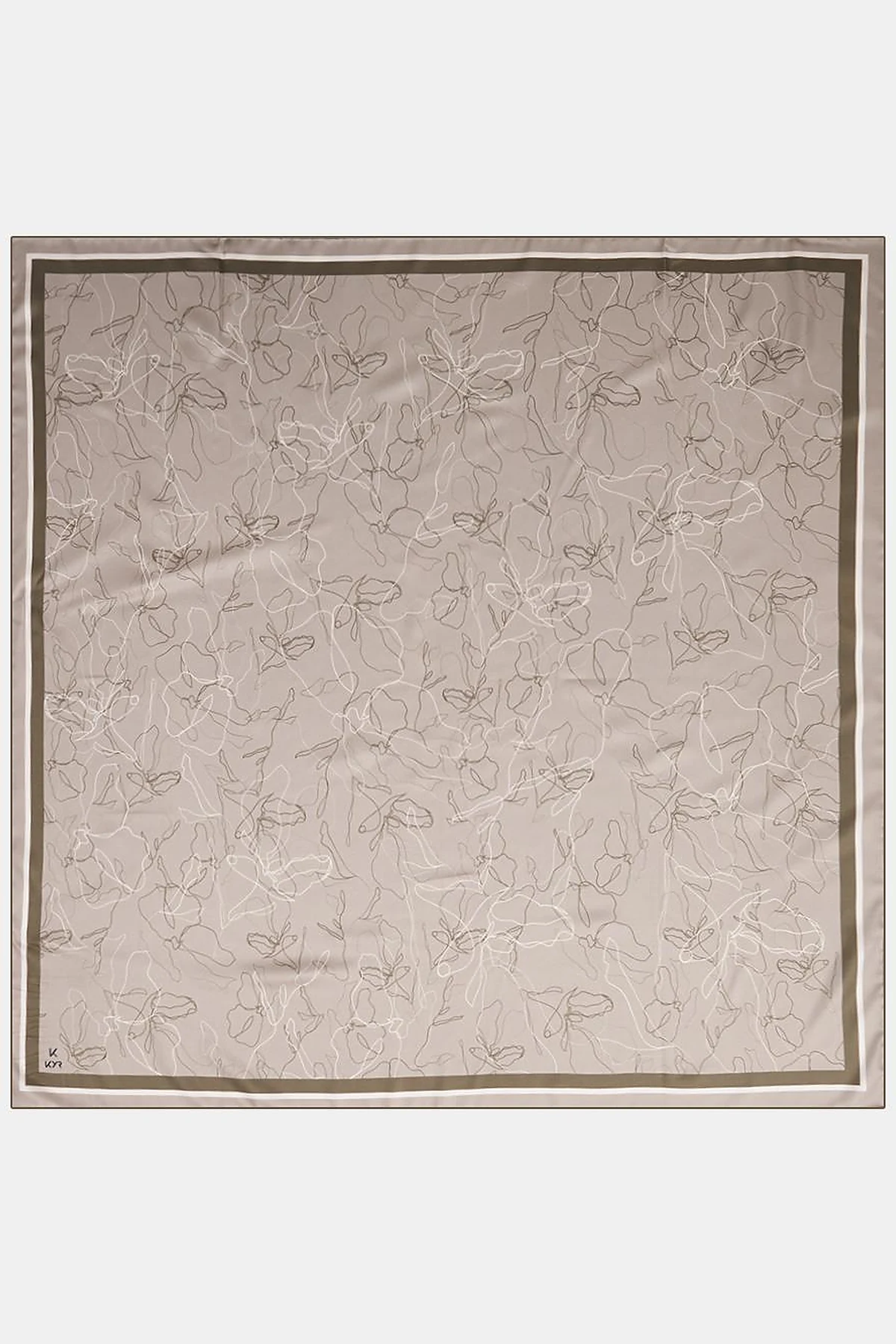 Linear Floral Pattern Scarf Moss Green