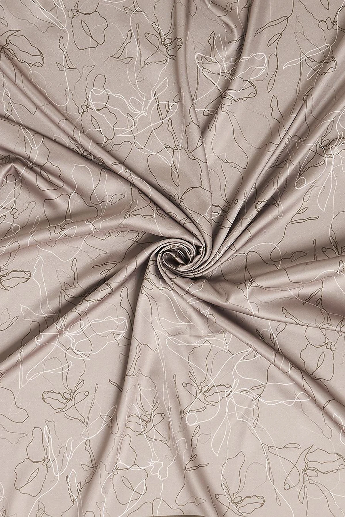 Linear Floral Pattern Scarf Moss Green