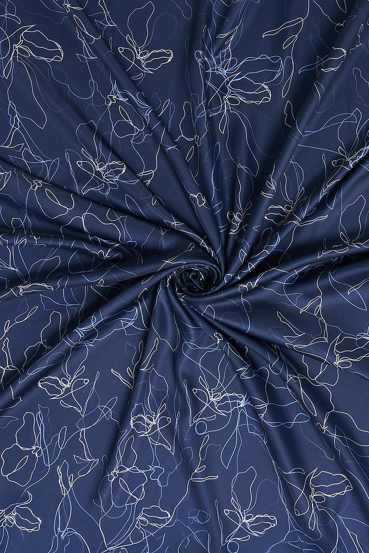 Linear Floral Pattern Scarf Navy