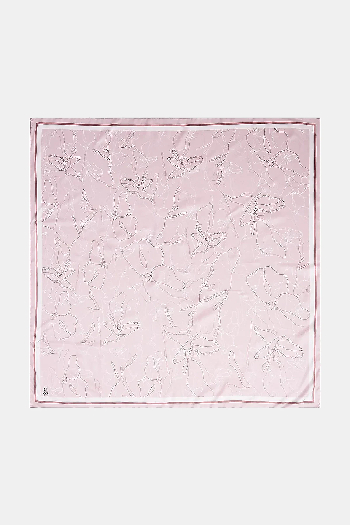 Linear Floral Pattern Scarf Powder Pink