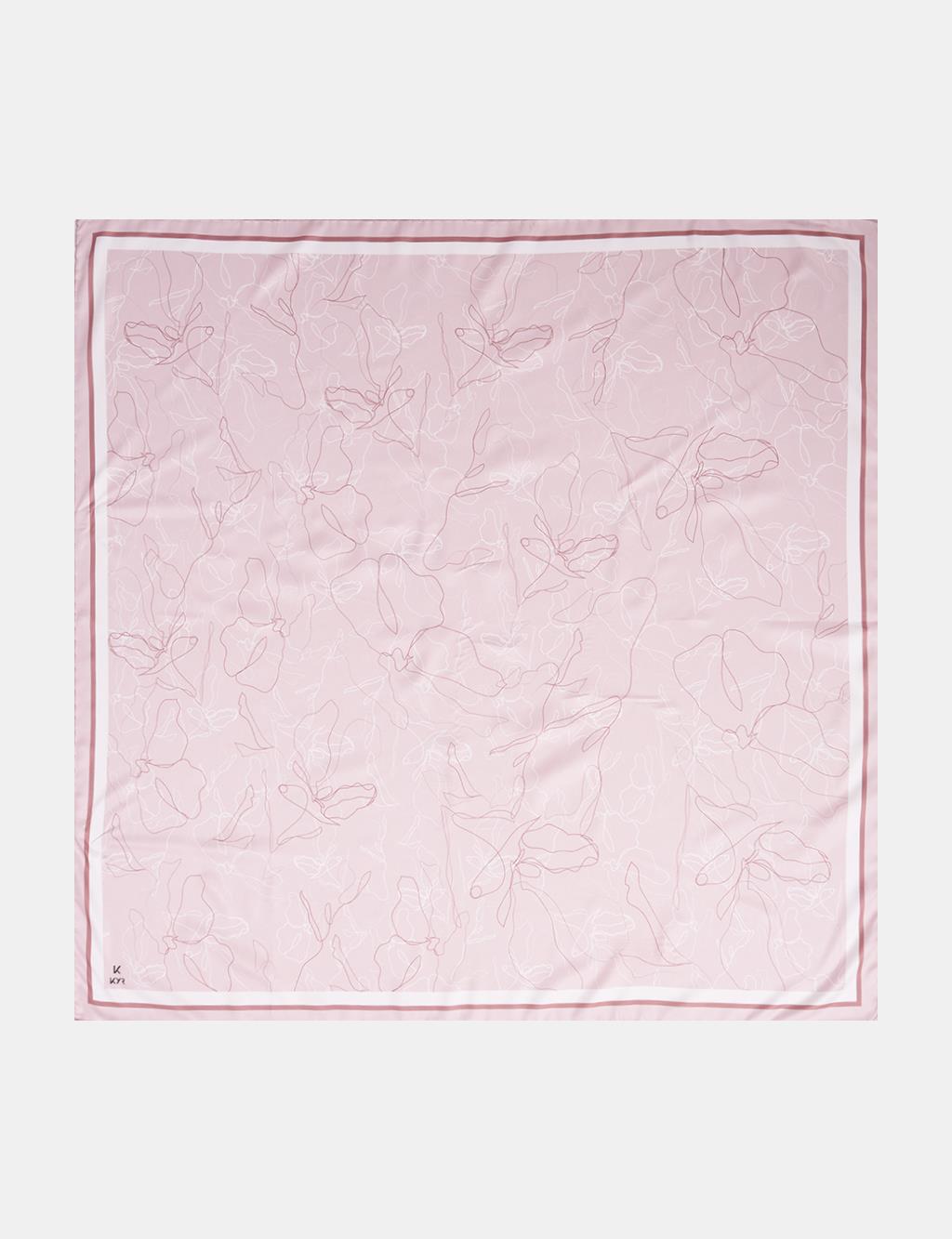 Linear Floral Pattern Scarf Powder Pink