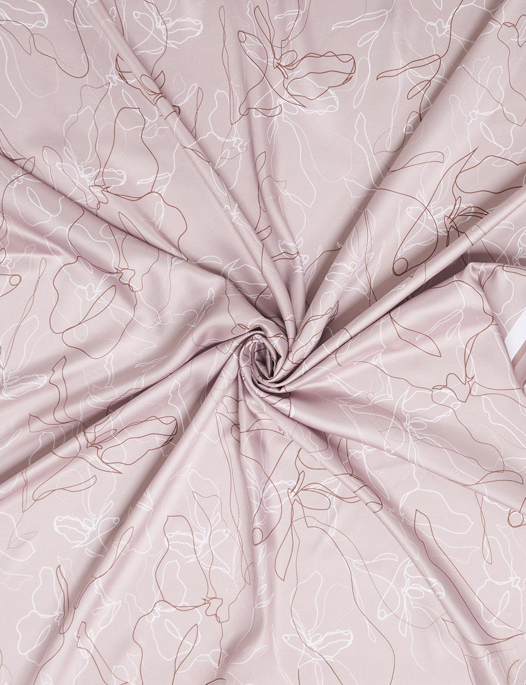 Linear Floral Pattern Scarf Light Beige