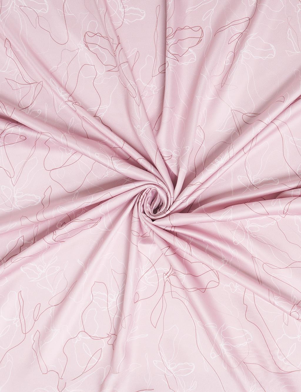 Linear Floral Pattern Scarf Powder Pink