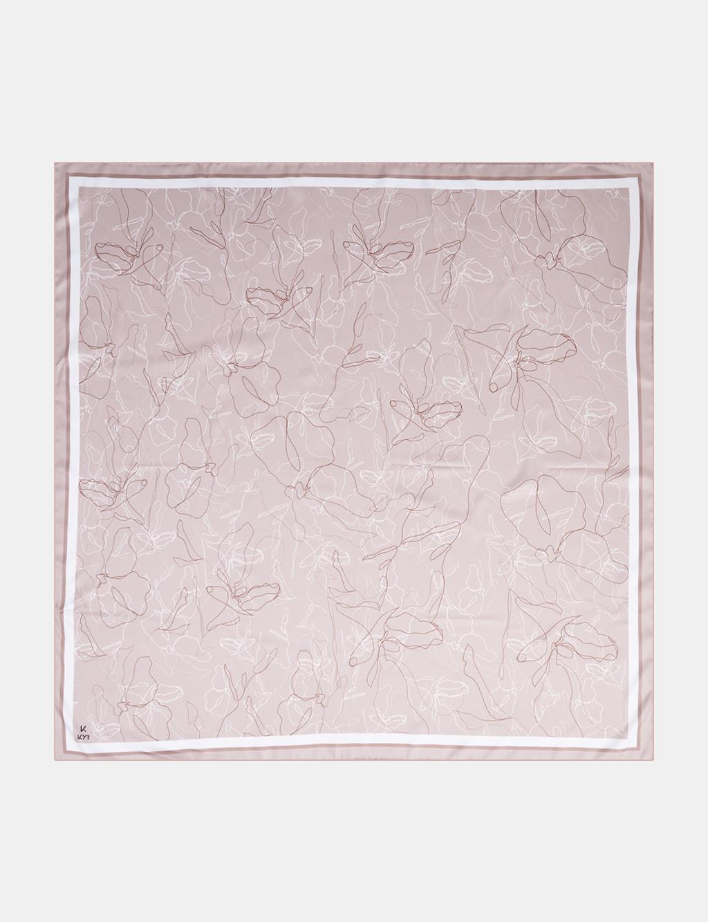Linear Floral Pattern Scarf Light Beige