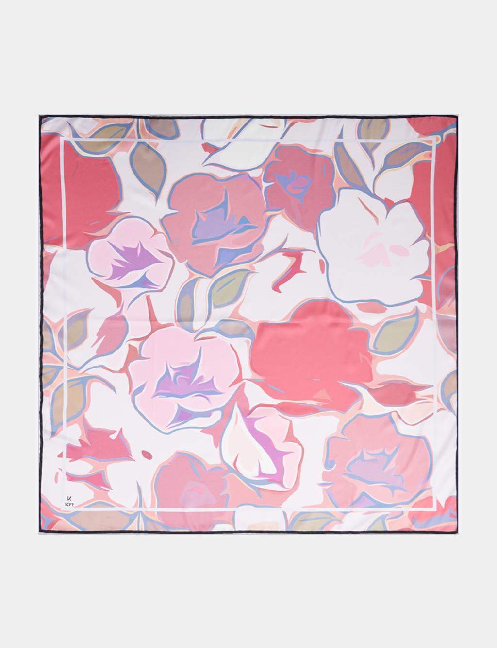 Abstract Floral Pattern Scarf Candy Pink