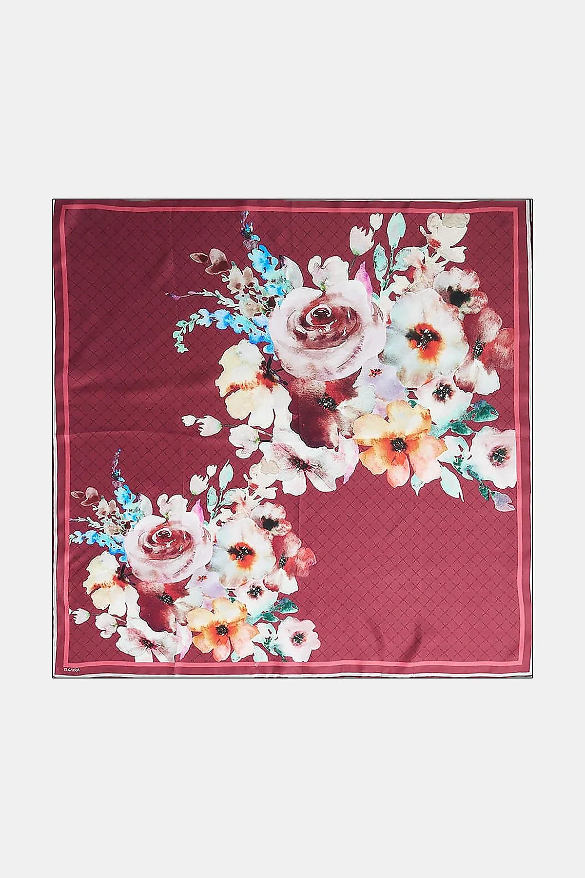 Monogram Floral Silk Scarf Cherry