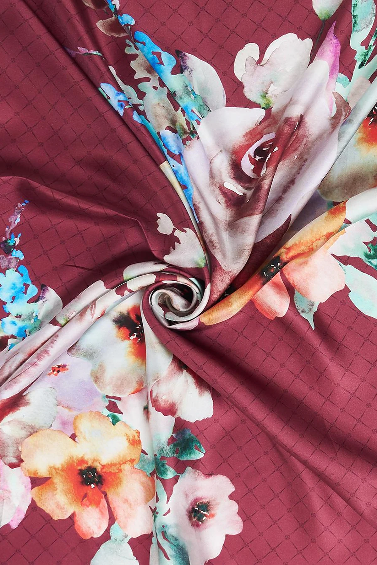 Monogram Floral Silk Scarf Cherry