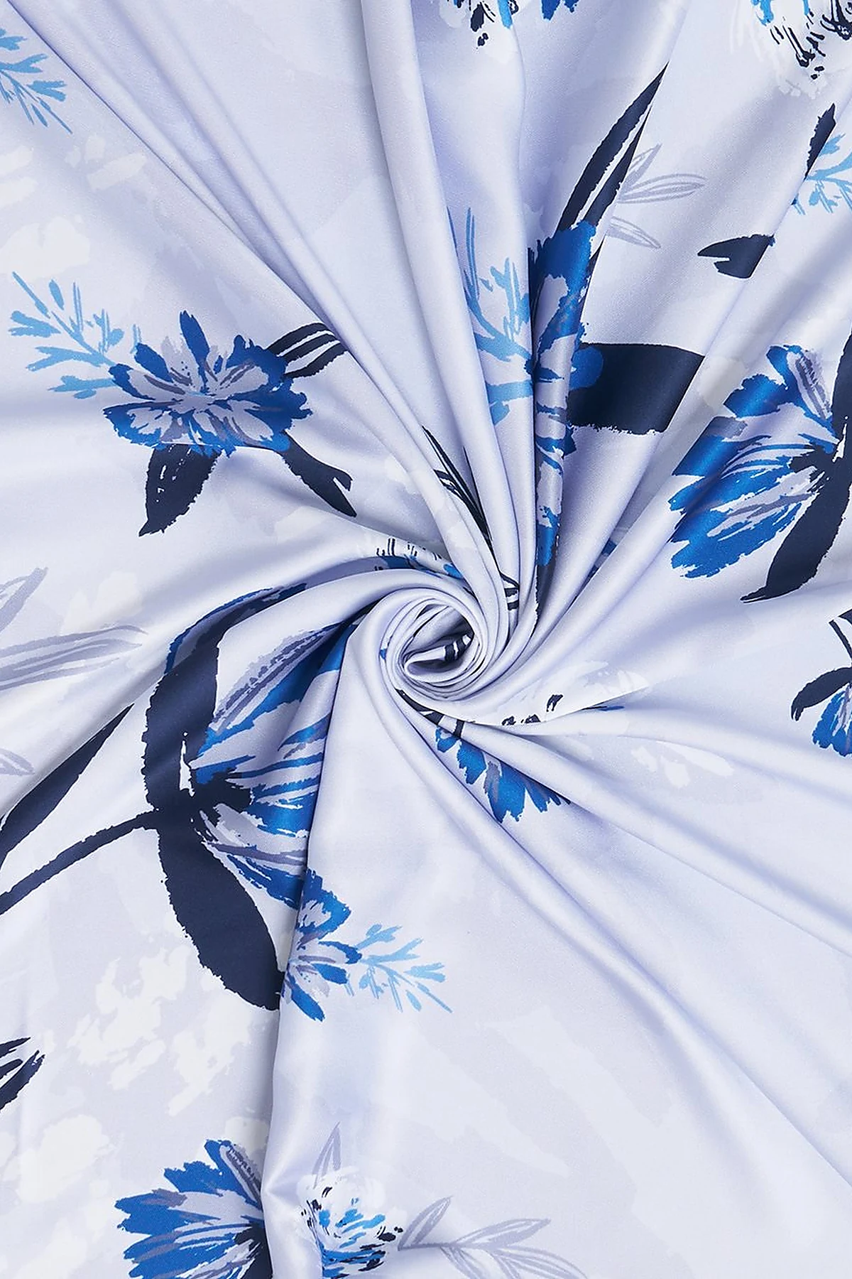 Linear Floral Pattern Scarf Blue