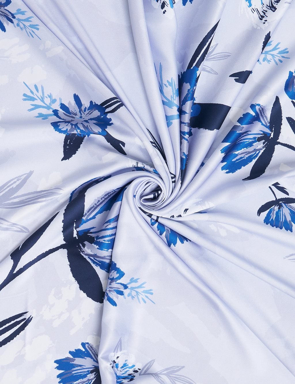 Linear Floral Pattern Scarf Blue