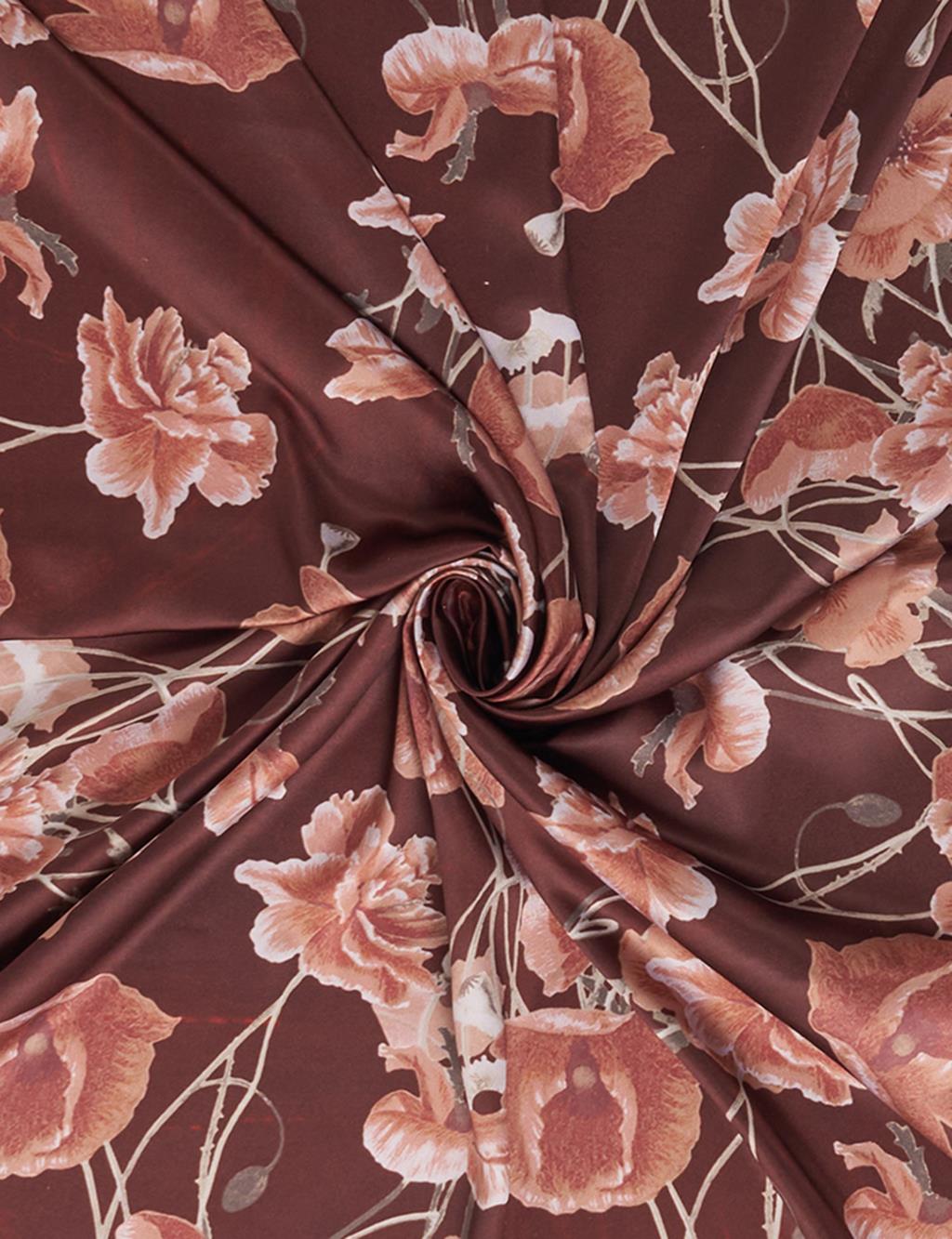 Mini Floral Pattern Scarf Brown