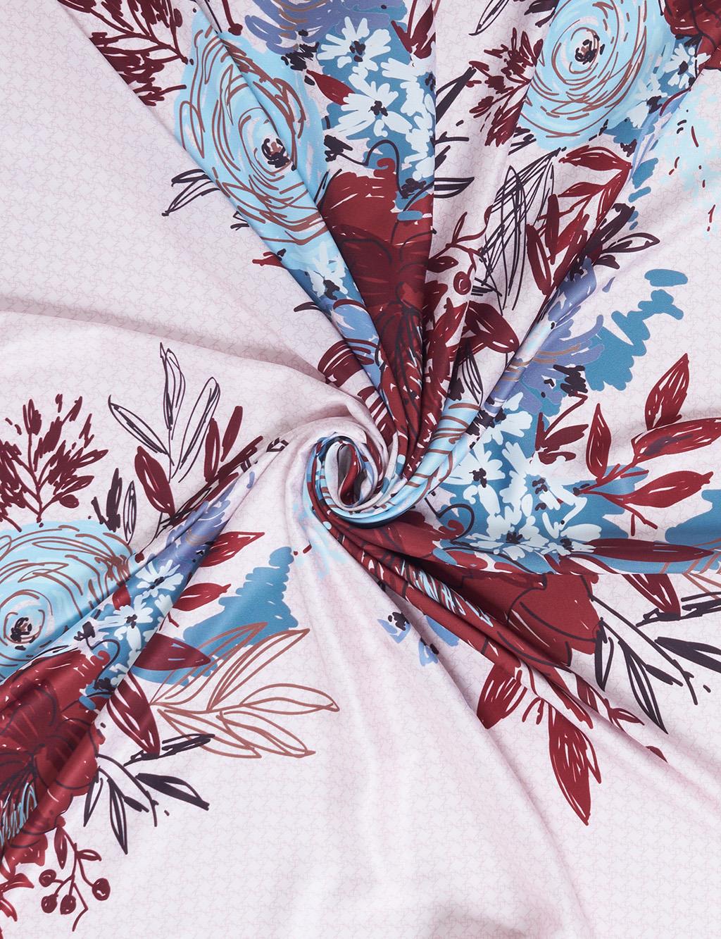 Pencil Sketch Floral Pattern Scarf Powder Pink