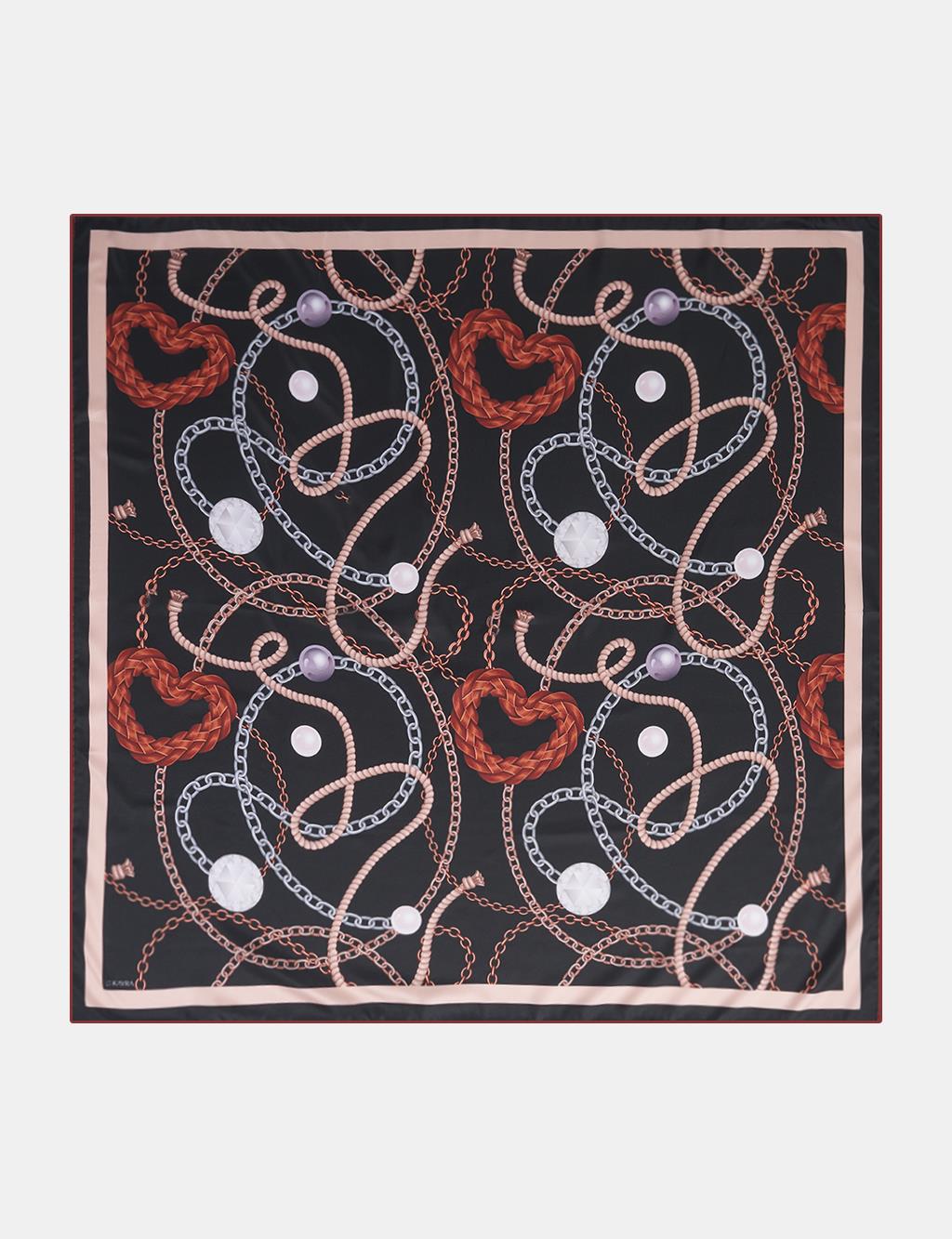 Heart Detail Scarf Black