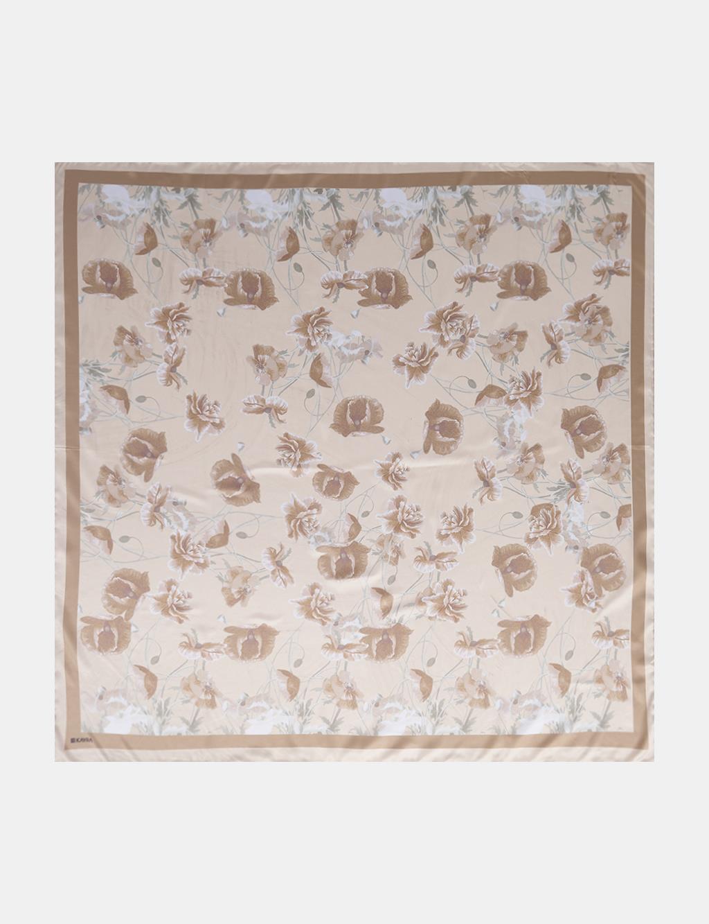 Mini Floral Pattern Scarf Beige