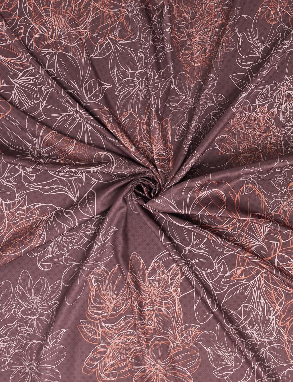 Contour Floral Pattern Scarf Bitter Brown