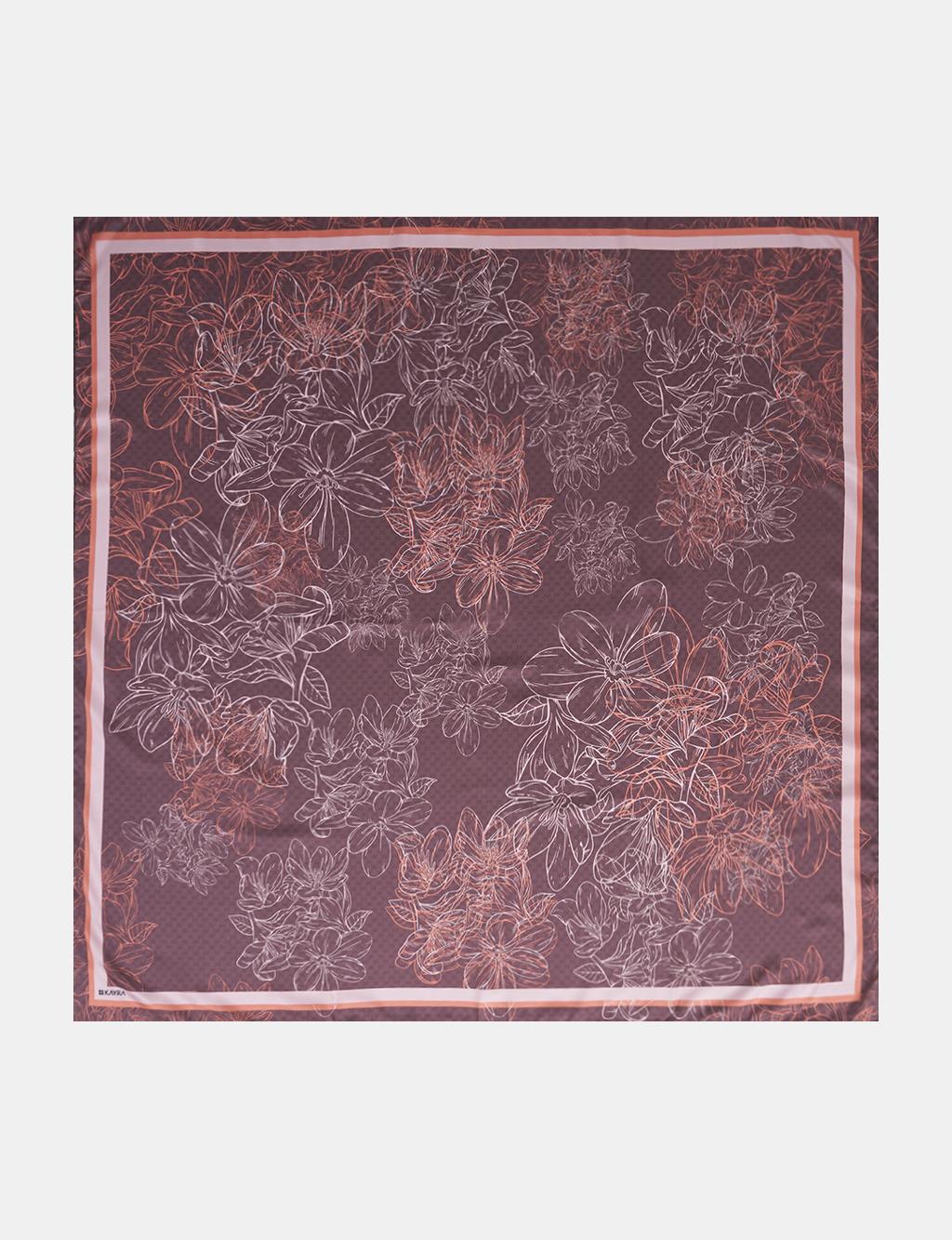 Contour Floral Pattern Scarf Bitter Brown