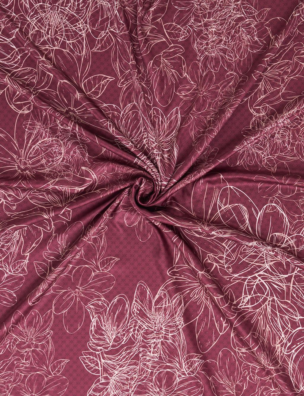 Contour Floral Pattern Scarf Cherry