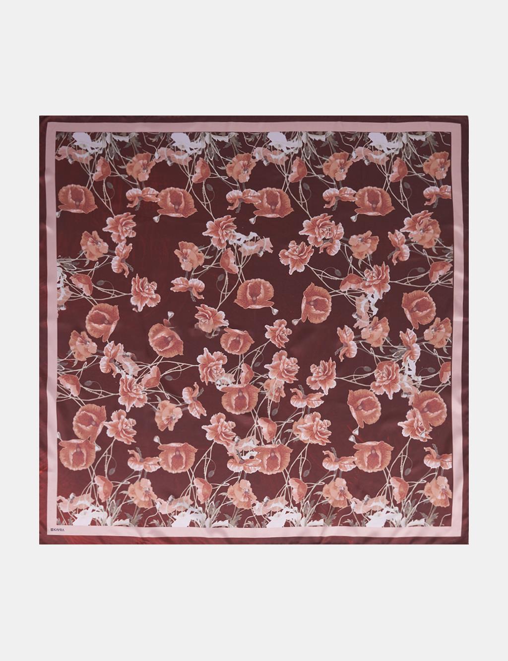 Mini Floral Pattern Scarf Brown