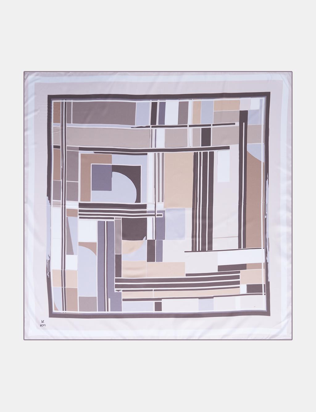 Geometric Patterned Scarf Light Beige