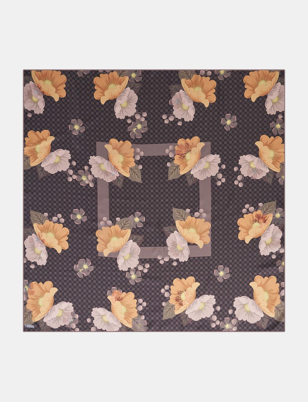 Monogram Floral Pattern Scarf Bitter Brown
